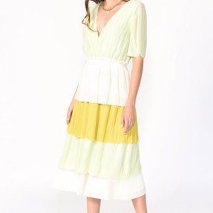 Adelyn Rae Felicia Tiered Colorblock Midi Dress NWT